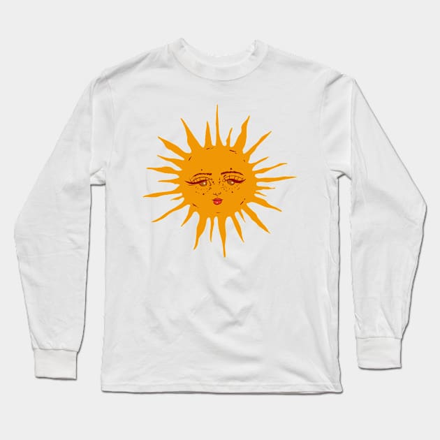 hippie sun woman Long Sleeve T-Shirt by saraholiveira06